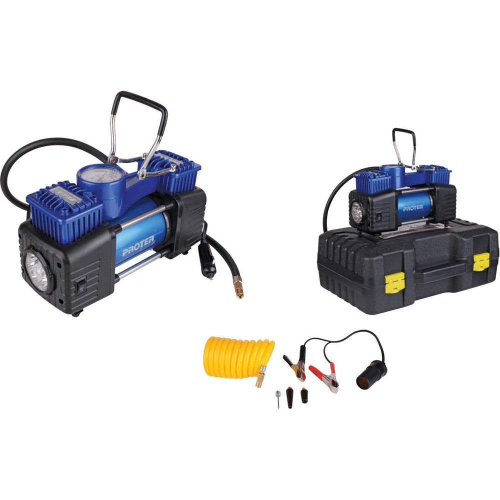 PROTER 12V LASTİK ŞİŞİRME 2 PİSTONLU MİNİ KOMPRESÖR